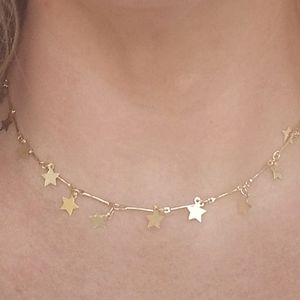 Gold Plated Star Coker Necklace with Extension Chain